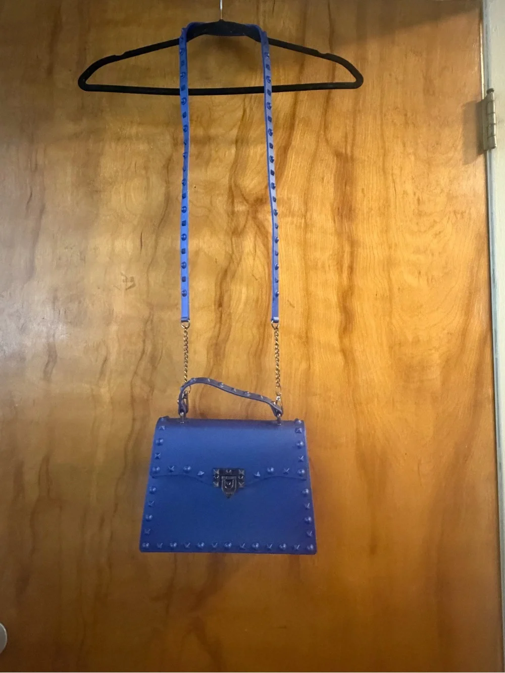 Studded Top Handle Crossbody Bag in Royal Blue